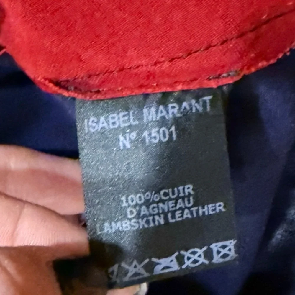 Women’s Leather Pants Skinny Navy Lambskin Isabel Marant Red Lining 38 US 6